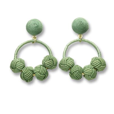 Jade Woven Knot Hoop Earrings