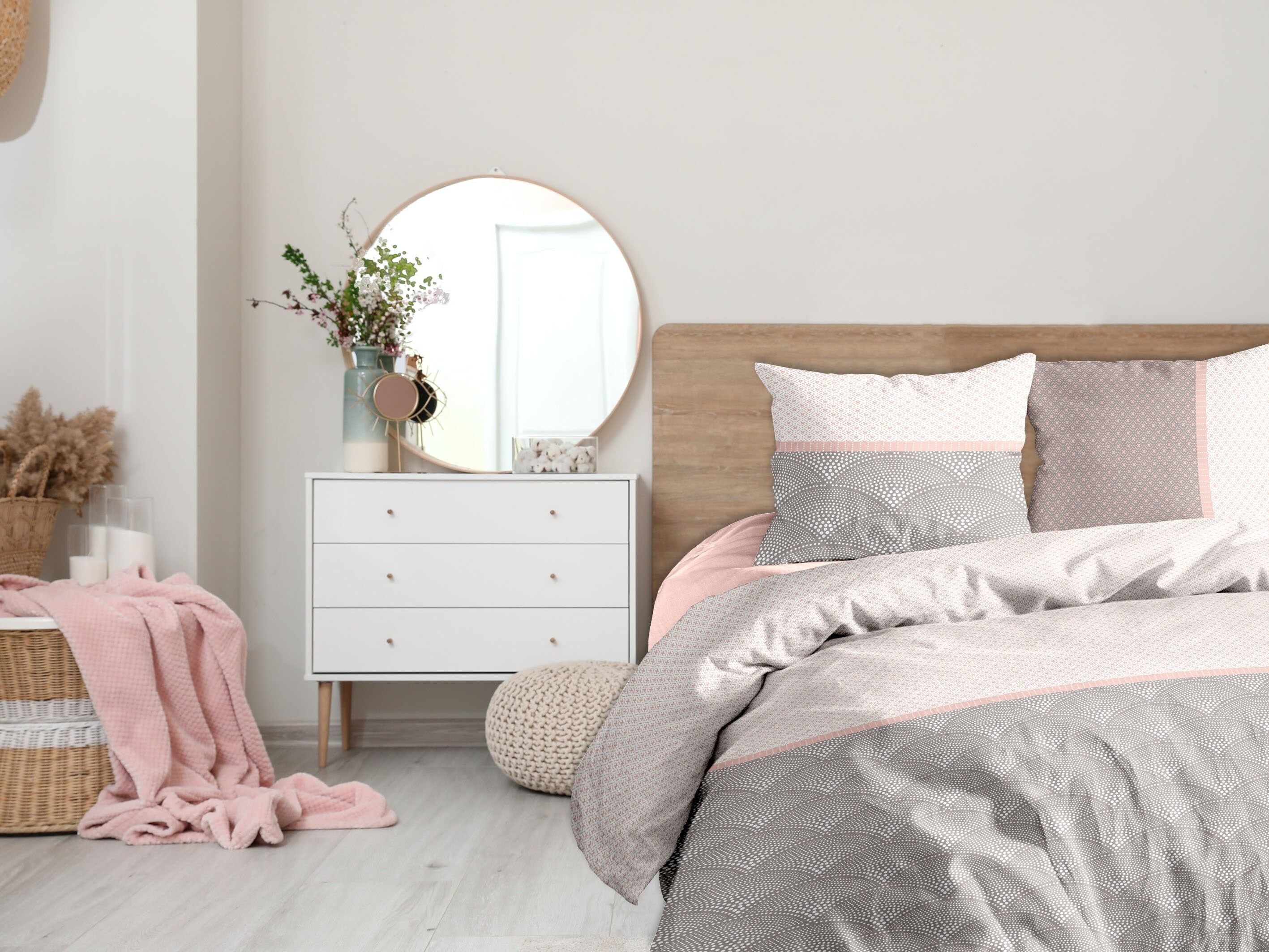 MASSAO GRAU PINK HC 260x240 AO +2 PLATZIERTE KISSENBEZÜGE VP