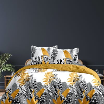 TROPICAL LUXE OCHER GRAY HC 260x240 PLACED + 2 PLACED PILLOWCASES