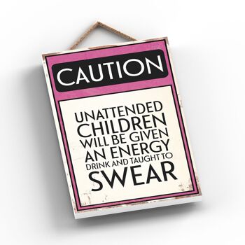 P2034 - Panneau de typographie pour enfants sans surveillance imprimé sur une plaque à suspendre en bois 2