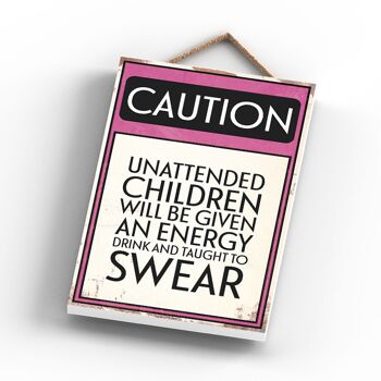 P2034 - Panneau de typographie pour enfants sans surveillance imprimé sur une plaque à suspendre en bois 3