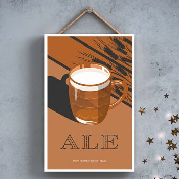 P2038 - Plaque à suspendre en bois sur le thème de l'alcool de style moderne Ale In Glass 1