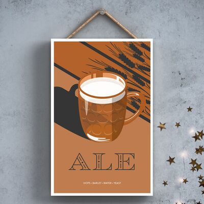 P2038 - Ale In Glass Modern Style Alcohol Theme Wooden Hanging Plaque