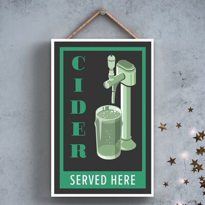 P2043 - Cider Served Here On Tap Modern Style Alcohol Theme Wooden Hanging Plaque