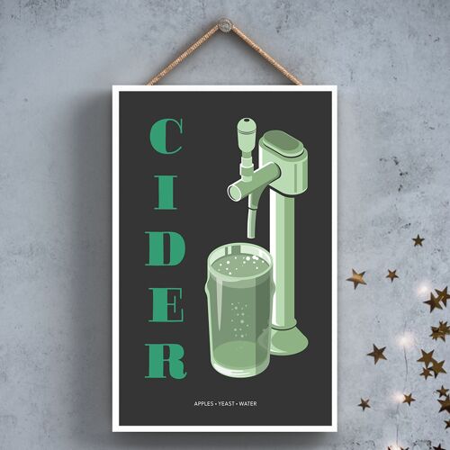 P2044 - Cider On Tap Modern Style Alcohol Theme Wooden Hanging Plaque