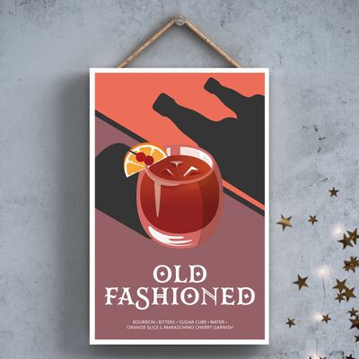 P2052 – Old Fashioned In Tumbler Glass Modern Style Alcohol Theme Holzschild zum Aufhängen