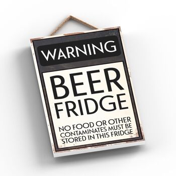 P2079 - Panneau d'avertissement de typographie pour réfrigérateur à bière sans nourriture imprimé sur une plaque à suspendre en bois 2