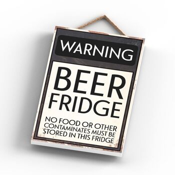 P2079 - Panneau d'avertissement de typographie pour réfrigérateur à bière sans nourriture imprimé sur une plaque à suspendre en bois 3