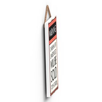 P2106 - Avertissement Les enfants sans surveillance seront vendus au signe de typographie du cirque imprimé sur une plaque suspendue en bois 4