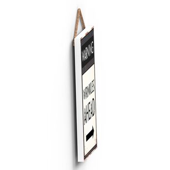P2111 - Panneau de typographie Avertissement Rides Ahead imprimé sur une plaque à suspendre en bois 4