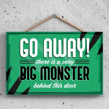 P2123 - Ne pas déranger Monster Funny Hanging Hanger Plaque en bois