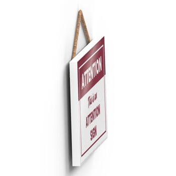 P2170 - Avertissement Attention Sign Funny Hanging Hanger Plaque en bois 3
