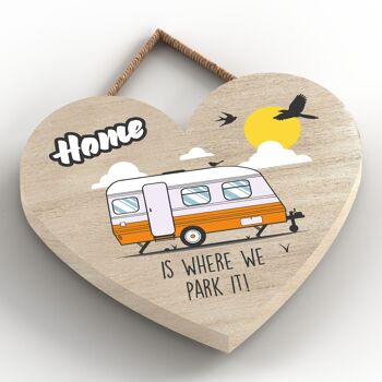 P2190 - Plaque à suspendre en forme de cœur sur le thème de la caravane orange Park It 2