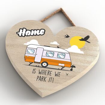 P2190 - Plaque à suspendre en forme de cœur sur le thème de la caravane orange Park It 4