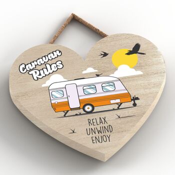 P2193 - Plaque à suspendre en forme de cœur sur le thème de la caravane orange Rules 2