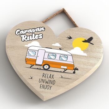 P2193 - Plaque à suspendre en forme de cœur sur le thème de la caravane orange Rules 4