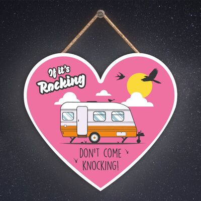 P2196 - Rocking Orange Caravan Themed Heart Shaped Hanging Plaque