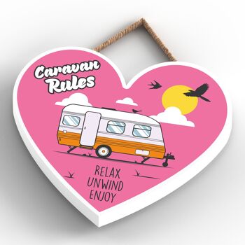 P2205 - Plaque à suspendre en forme de cœur sur le thème de la caravane orange Rules 4