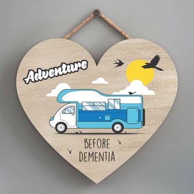 P2209 - Dementia Blue Caravan Themed Heart Shaped Hanging Plaque