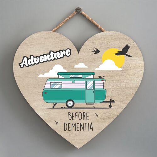 P2210 - Dementia Green Caravan Themed Heart Shaped Hanging Plaque