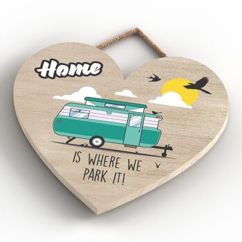 P2213 - Plaque à suspendre en forme de cœur sur le thème de la caravane verte Park It 4