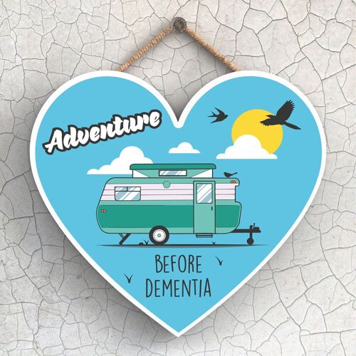 P2222 - Dementia Green Caravan Themed Heart Shaped Hanging Plaque