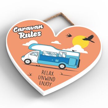 P2227 - Plaque à suspendre en forme de cœur sur le thème de la caravane bleue Rules 4