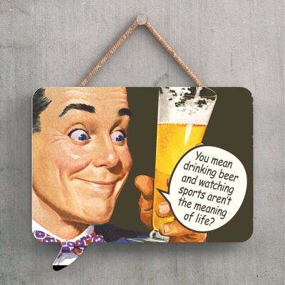 P2237 - Placa colgante de madera con forma de globo de diálogo con diseño de pin up chistoso bebiendo cerveza