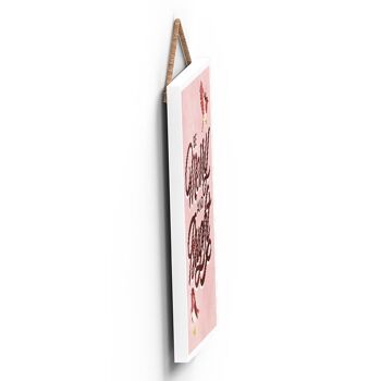 P2273 - Be Merry And Bright Robins Typographie Rose Et Rouge Sur Un Rectangle Portrait Plaque à Suspendre En Bois 4