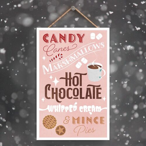 P2276 - Christmas Goodies Typography On A Rectangle Portrait Wooden Hanging Plaque