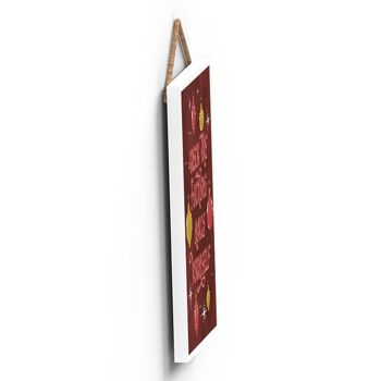 P2278 - Deck The F***Ing Halls Yourself Red Typography On A Rectangle Portrait Plaque à suspendre en bois 4