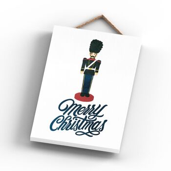 P2290 - Joyeux Noël Casse-Noisette Et Typographie Sur Un Rectangle Portrait Plaque En Bois à Suspendre 3