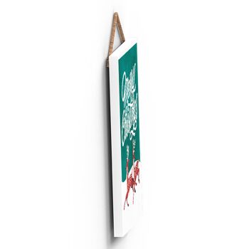 P2294 - Joyeux Noël Rennes Dans La Neige Et Typographie Sur Un Rectangle Portrait Plaque à Suspendre En Bois 4