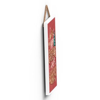P2299 - Merry Everything And Happy Always On A Red Rectangle Portrait Plaque à suspendre en bois 4