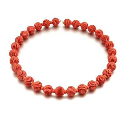 Red Springwire Woven Ball Necklace