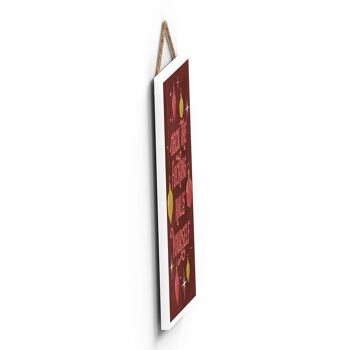 P2312 - Deck The F***Ing Halls Yourself Red Typography On A Rectangle Portrait Plaque à suspendre en bois 3