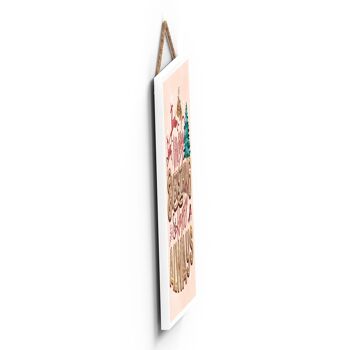 P2332 - Merry Everything And Happy Always On A Pink Rectangle Portrait Plaque à Suspendre en Bois 3