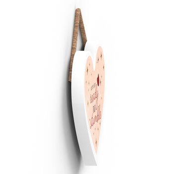 P2384 - Préparons-nous à trébucher sur une plaque à suspendre en bois en forme de cœur 3