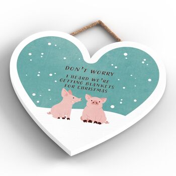 P2406 - Cochon Dans Des Couvertures Typographie Sur Une Plaque à Suspendre En Bois En Forme De Coeur 4