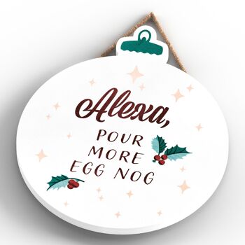 P2463 - Alexa, pour plus de typographie de lait de poule sur une plaque suspendue en bois en forme de boule 4