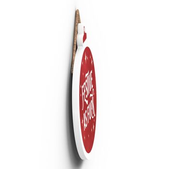P2472 - Festive As F*** Typographie Rouge Et Blanche Sur Une Plaque à Suspendre En Bois En Forme De Boule 3