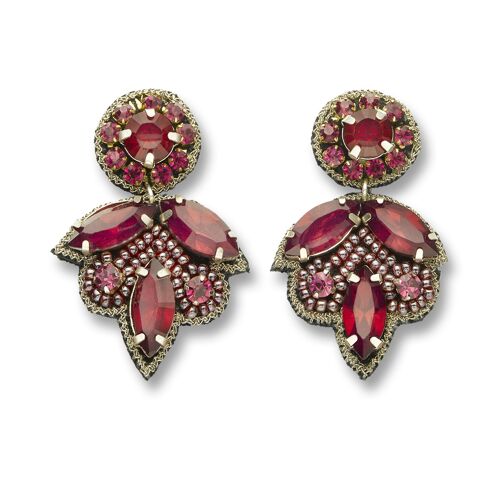 Ruby Mini Drop Leaf Earrings