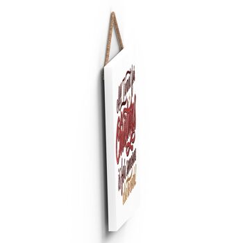 P2526 - Tout ce que je veux pour la typographie rouge de Noël sur une plaque à suspendre en bois de forme carrée 3