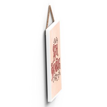P2527 - Bah Humbug Typographie Rose Et Rouge Sur Une Plaque à Suspendre En Bois De Forme Carrée 3