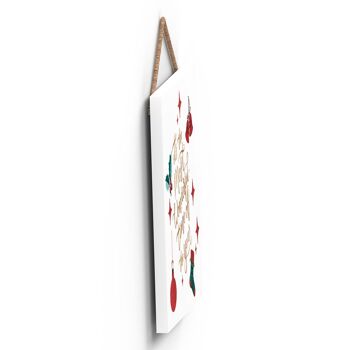 P2551 - Typographie rouge et verte du temps le plus merveilleux sur une plaque à suspendre en bois de forme carrée 3