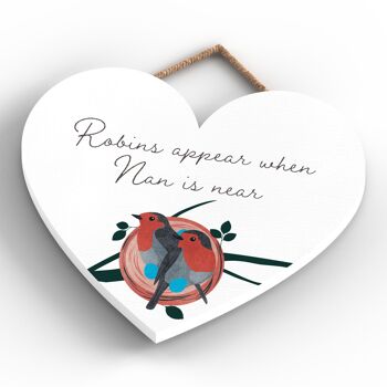 P2575 - Plaque à suspendre en bois en forme de cœur 'Robin Nan Is Near' 4