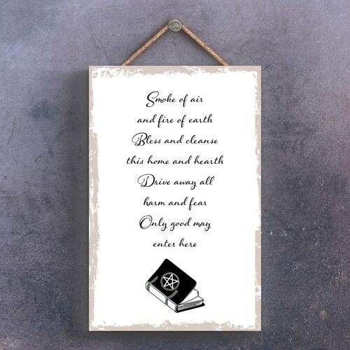 P2588 - Spell Rectangle Witchcraft Themed Halloween Wooden Hanging Plaque
