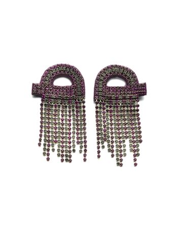 Boucles d'oreilles pendantes à boucle en cristal violet et noir