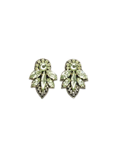 Mint Mini Crystal Leaf Earrings