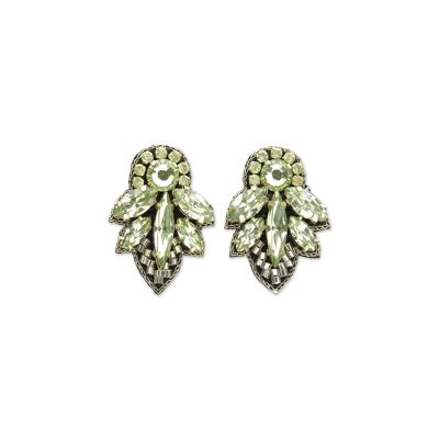 Boucles d'oreilles mini feuille de cristal menthe